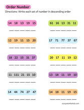 Ordering numbers worksheet 2nd grade